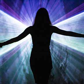 Alessia Lorenzi portait from the projection mapping event TIME CONNECTIONS